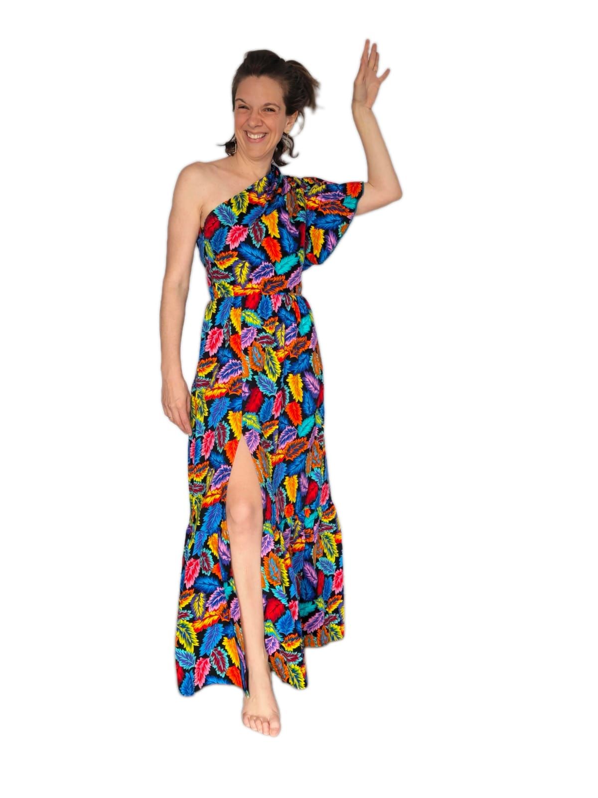 Robe Khadjou "Feuilles multicolores"